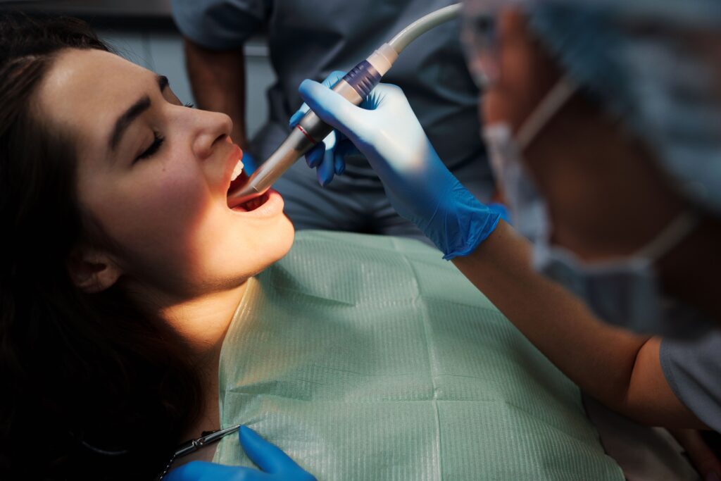 woman undergoing dental treatment
